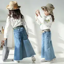 2020 spring and autumn item girl wide leg casual jeans pant denim trousers