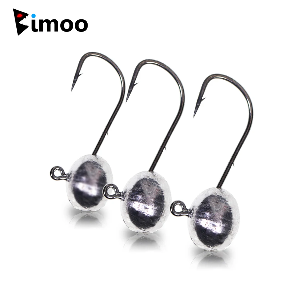 Bimoo 10PCS 2g 3g 4g 5g 90 Degree Oval Weighted Jig Head Jigs Hook Pesca Accessories Boat Fishing Tackle Soft Bait Worm Jig Hook