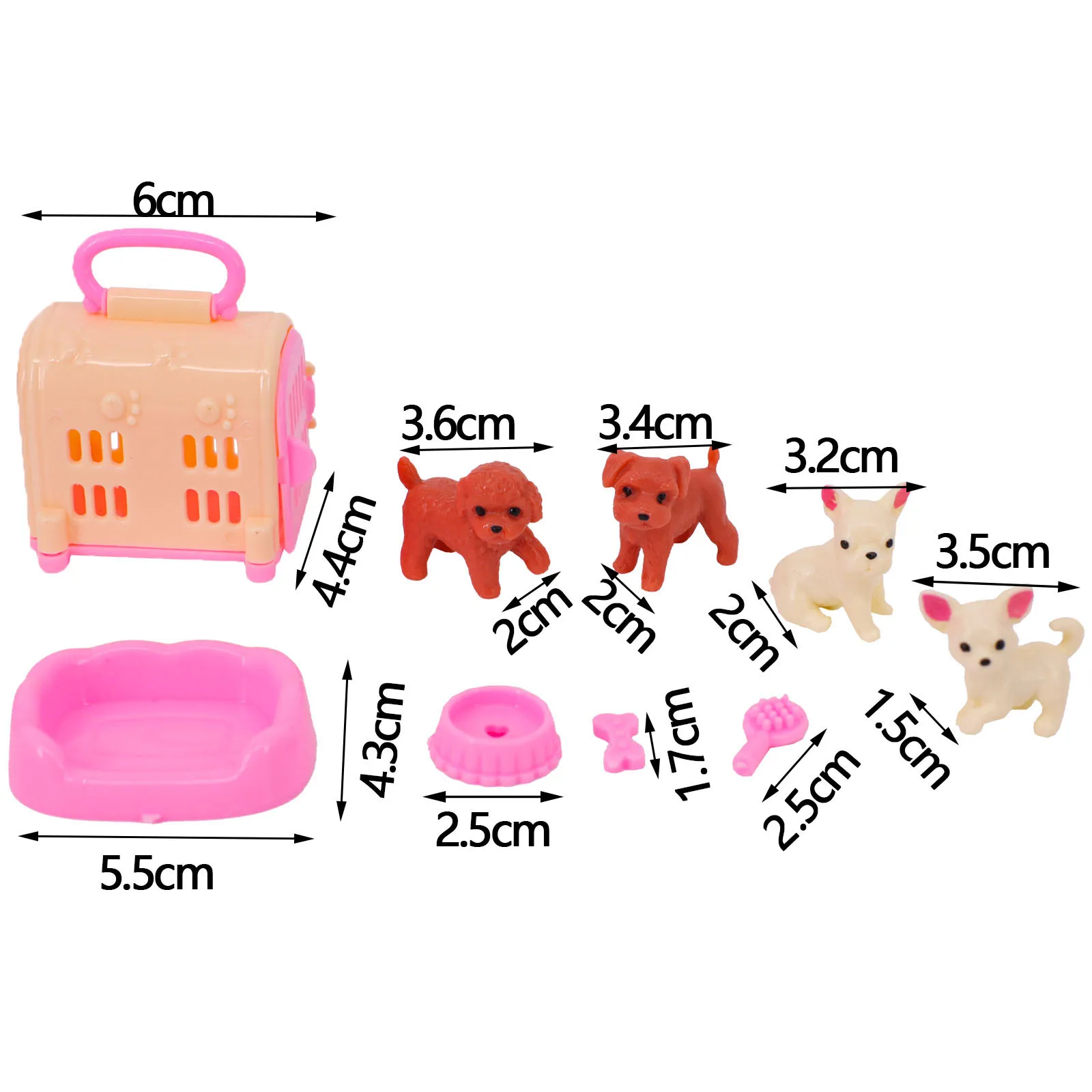 11.8 Inch Barbies Princess Doll Accessories Cute Pet Dog + Cage Animal Simulation Model Interactive Mini Plastic Children\'s Toy