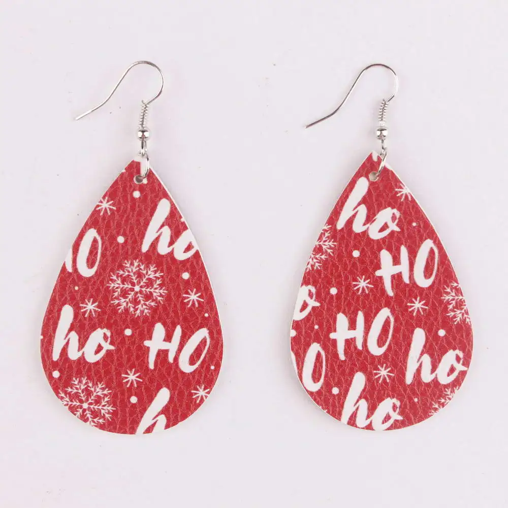 ZWPON Vegan Leather Christmas Teardrop Earrings for Women 2020 Hot Sale Cheaper Earrings Jewelry Accessories Wholesale