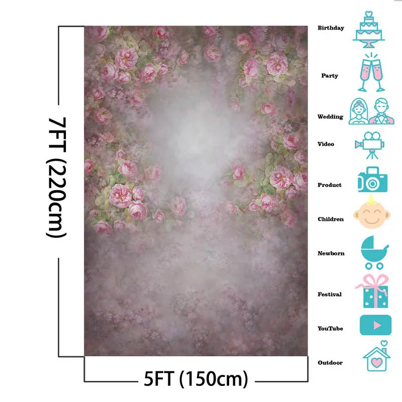 Mocsicka – arrière-plan de photographie abstraite, peinture à l'huile rétro, fleurs fraîches, Portrait d'enfant, pour Studio Photo