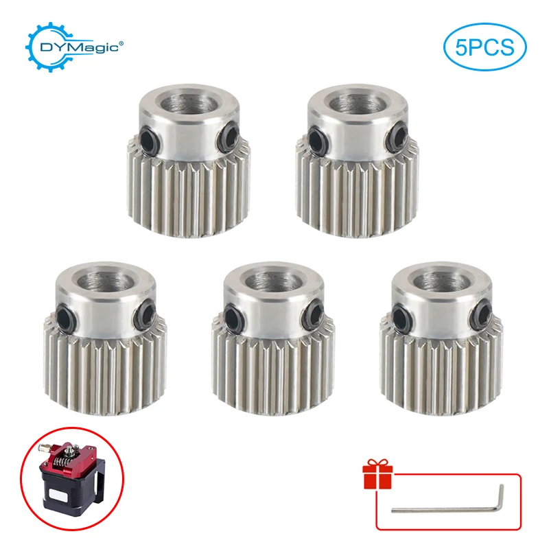 5pcs MK7 MK8 Extrusion Gear 36/26 Teeth Bore 5mm Extruder Feeder Driver Pulley Stainless Steel Teeth Wheels 3D Printer Parts