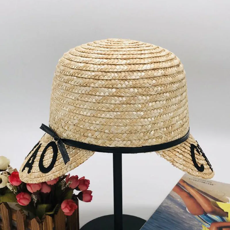 Summer fashion Travel straw braid double eaves dome short eaves letter nice cool beautiful high quality sun beach hat for unisex