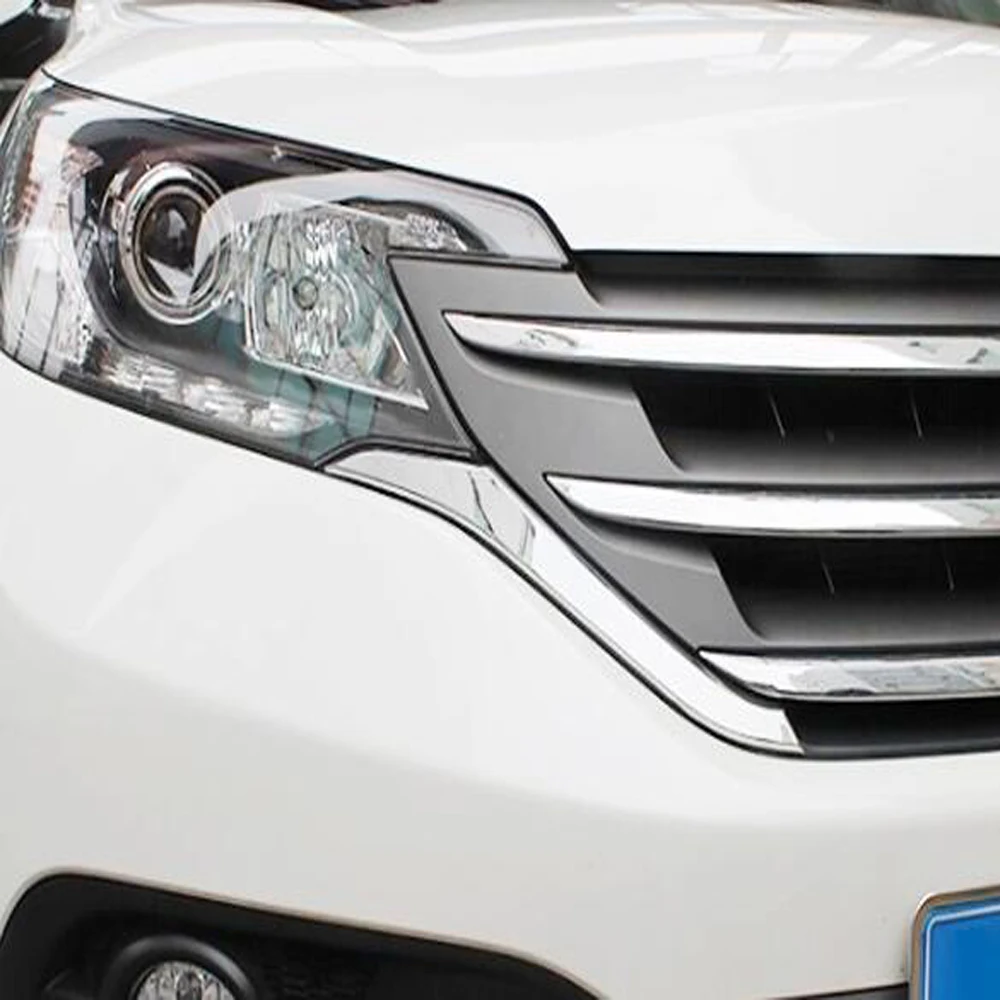 For Honda CRV 2012 2013 2014 ABS Chrome Front Grills Decorative Cover Frame Trim Grilles Decoration Strip Moldings accessories