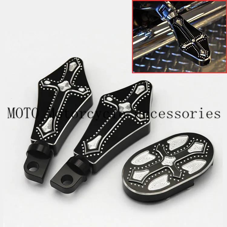 Cross style CNC Foot Peg Footrest Brake Pedal Pad Cover For Harley Sportster XL 1200 883 N XL883 XL1200 Touring Softails Dyna