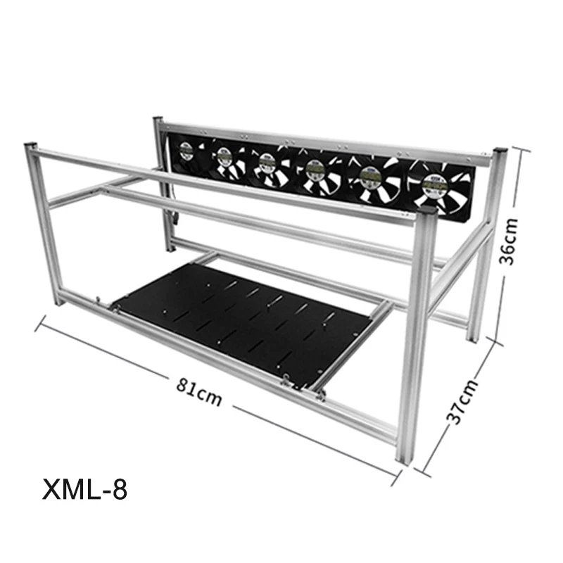 

6 Cards 8 Cards 12 Cards Mining Machine Aluminum Alloy Graphics Card Cooling Rack Power Supply Mining Graphics Card Bracket