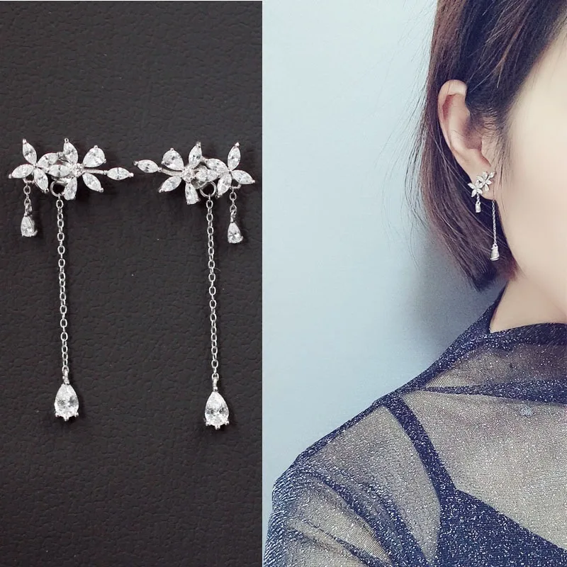 New Hot Fashion 925 Sterling Silver Flower Earrings for Women Girls Gift Fashion Statement Jewelry korean earrings