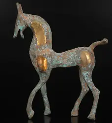 Bronze Statue Decorated Long Legs Horses Qing Dynasty Old Gift