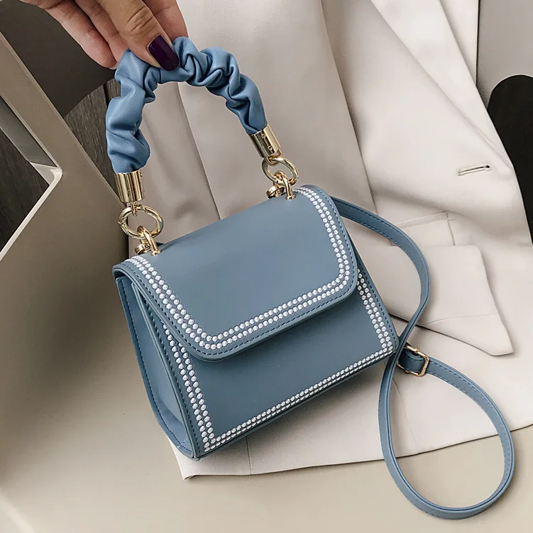 Small bag women's bag 2020 new Chao Korean version of the hundred embroidered line sloping bag mini oneshoulder small square bag