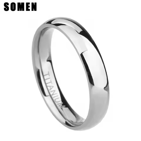 4mm Brand Silver Color Titanium Women's Rings Male Wedding Band Polished Engagement Ring Female Jewelry Never fade Size 3 -15