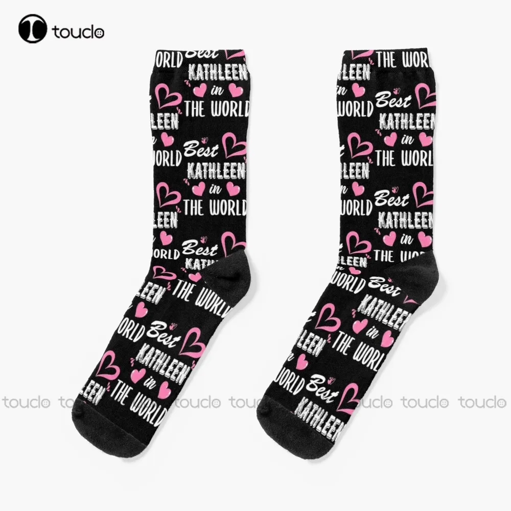 Kathleen Name Best Kathleen In The World Socks High Socks Personalized Custom Unisex Adult Teen Youth Socks 360° Digital Print