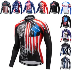 Weimostar Autumn Cycling Jersey Men Long Sleeve USA Team Sports Bicycle Cycling Clothing Spring MTB Bike Jersey Top Cycle Shirt