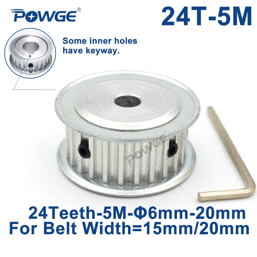 

POWGE 24 Teeth HTD 5M Synchronous Timing Pulley Keyway Bore 8/10/12/14/15/16/17/18/19/20mm for Width 15/20mm HTD5M 24Teeth 24T