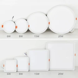 1pcs AC 85-265V Ultra Thin Round LED Panel Light 6W 8W 15W 20W Aluminum Ceiling Recessed Downlight open hole adjustable