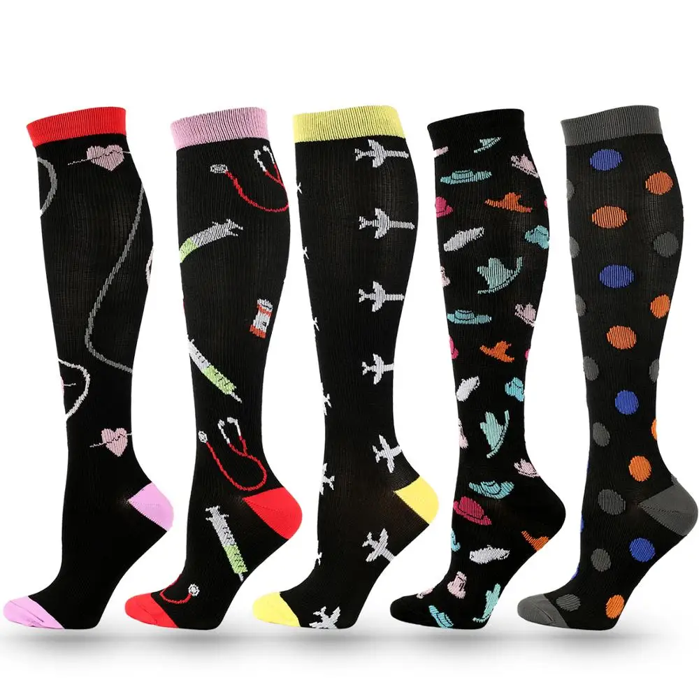 Conjunto de medias de compresión para hombre y mujer, paquete de calcetines Unisex para prevenir venas varicosas, calcetines de enfermera, embalaje
