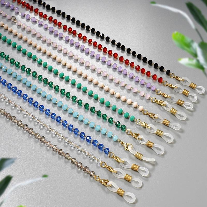 

Fashion Crystal Reading Glasses Chain Women Sunglasses Cords Casual Glass Beaded Eyeglass Masks Chain Hangs Masks Lanyard2021