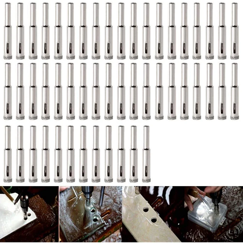 50 Pcs Diamond Coated Drill Bit for 8 mm Diamond Pointed Hole Saw, for Ceramic Tiles, Glass, Kitchen Ceramics, Marble