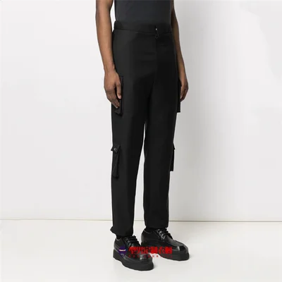 

New young men's casual trousers trend straight tube handsome trousers drawstring loose-fitting overalls popular men's trousers