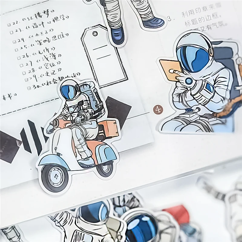 24pcs/pack Kawaii Stationery Stickers Astronaut Daily Life Decal DIY Album Scrapbooking Seal Sticker Kawaii Stationery Gift