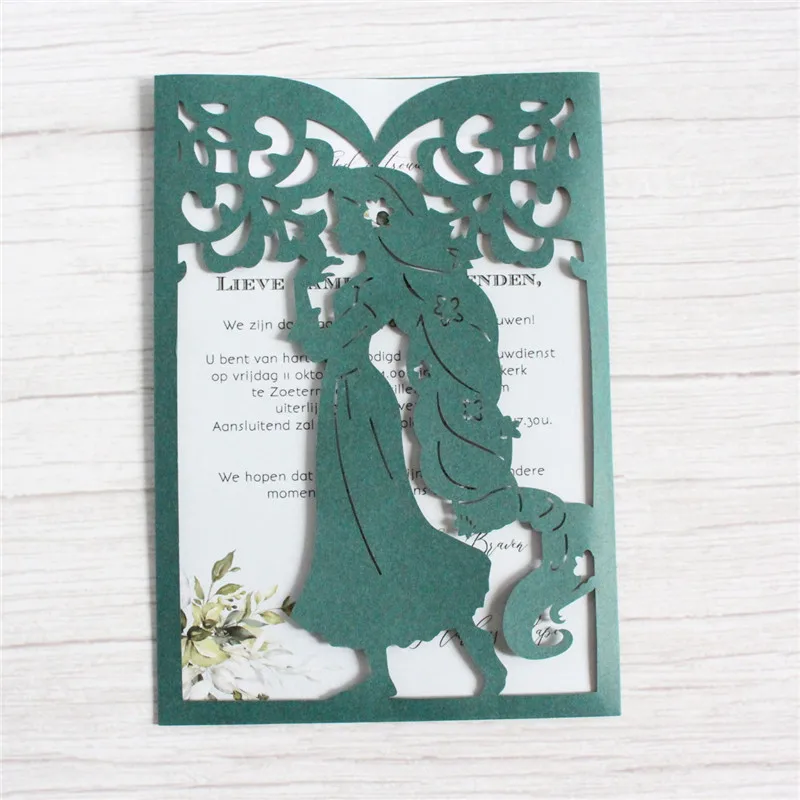 Hollow girl laser cut invitation card party greeting cards  birthday ceremony party supply