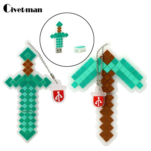 Pendrive espada verde unidad Flash USB 16GB 32GB 64GB 128GB 256G Pen Drive pico de dibujos animados USB 2,0 memoria Flash Stick Cle disco USB