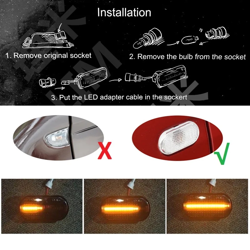 Dynamic LED Indicator Side Marker Signal fit for Smart Fortwo Coupe Cabriolet 453 Car Styling Accessories