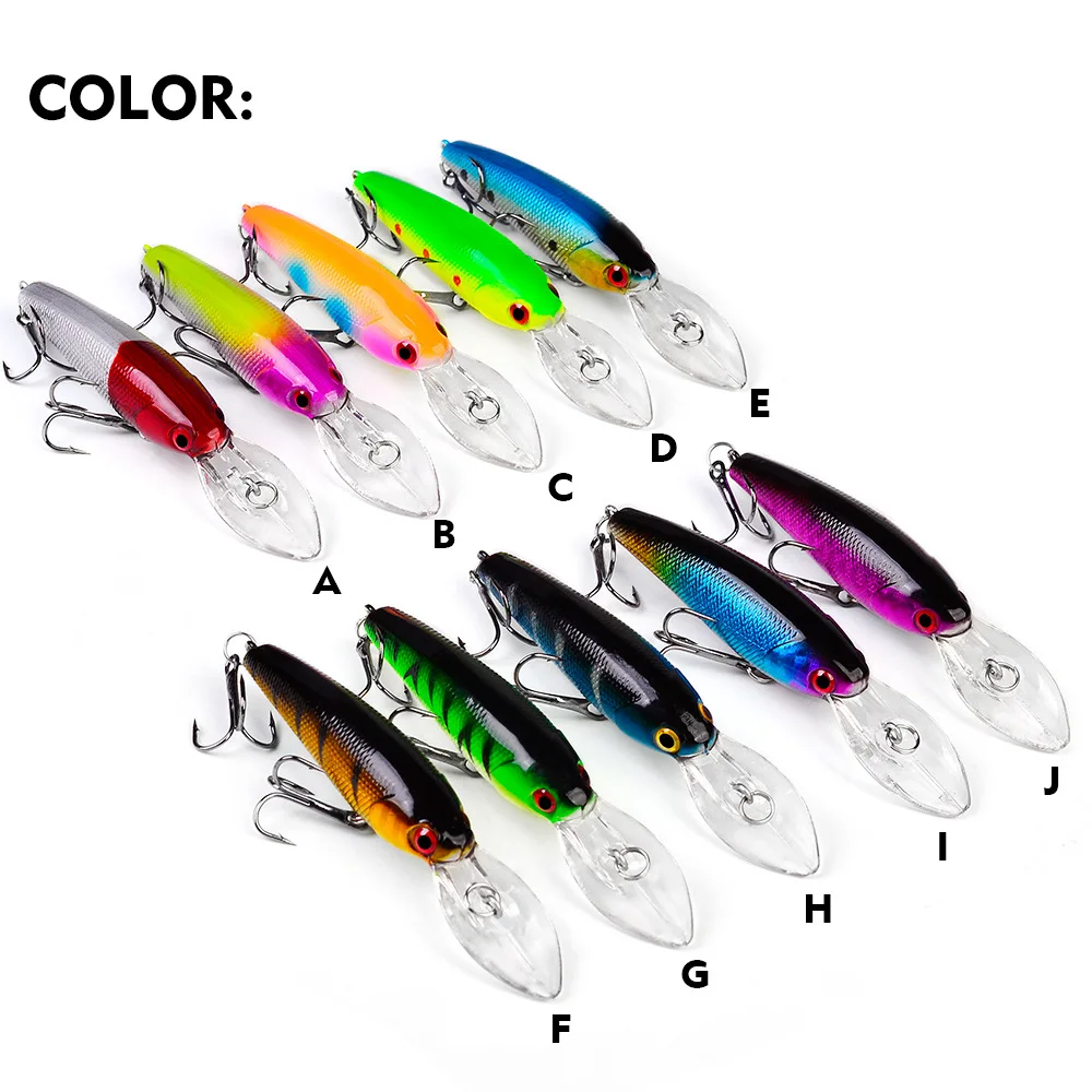 

PROBEROS 1pcs Fishing Lure 7.2g 9cm Hard Plastic Minnow Lure 10 Color Crankbait Fishing Bait 8# Treble hook dxm006