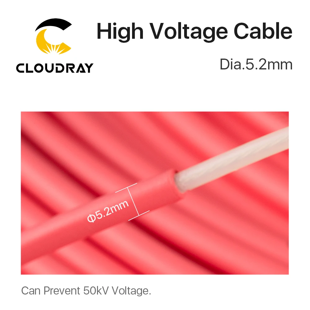 Cable de alto voltaje Cloudray de 3 metros para fuente de alimentación láser CO2 y máquina cortadora y grabadora láser de tubos láser