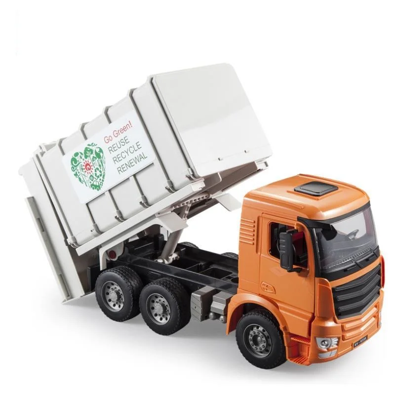 Simulation Garbage Sorting Truck Openable Door Back Cover Reversible Front Lift Bucket Installable Trash Bin Truck Kids Toy Gift