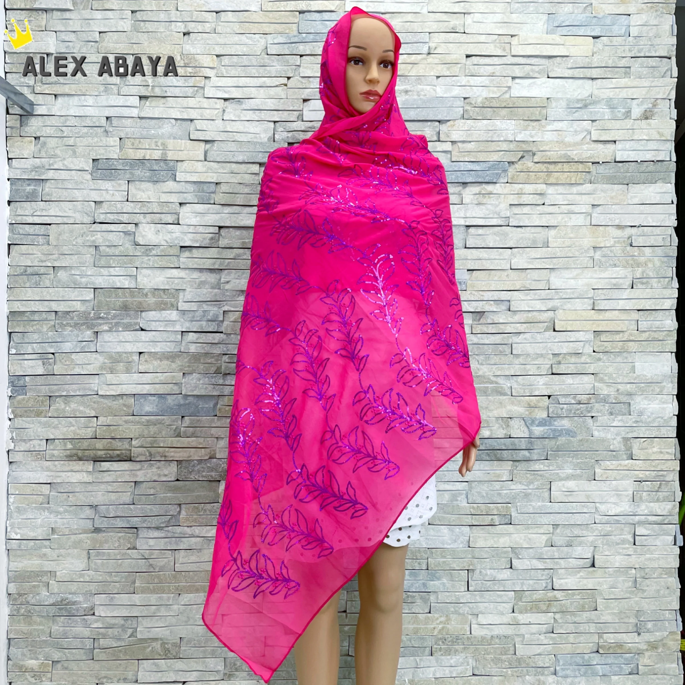 2022 New African Women Scarf Soft Chiffon Scarf Dubai Isalmic Scarf Sequins Embroidery Muslim Hijab Scarf for Shawls Wraps