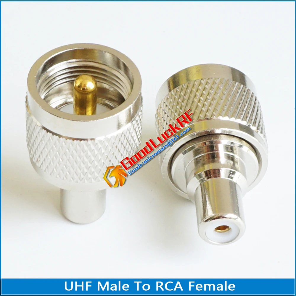 1X Pcs RCA To UHF PL259 SO239 Connector Socket UHF Male To RCA Female Plug RCA - UHF Brass Straight RF Coaxial Adapters