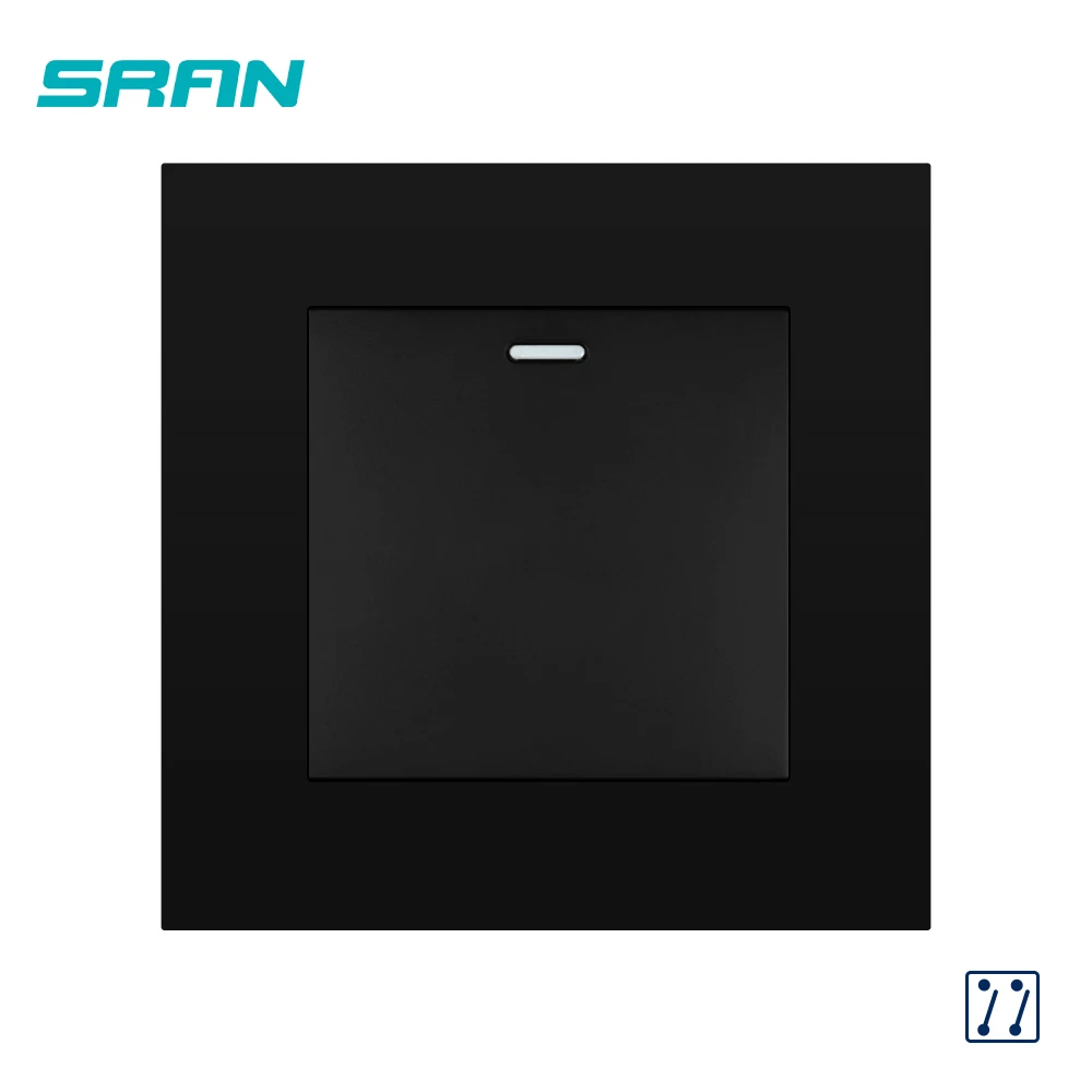 SRAN Wall Light Switch 1gang 3way Multi-Control Switch Flame Retardant PC Panel White/Black/Gold/Gray/Sliver 86mm*86mm