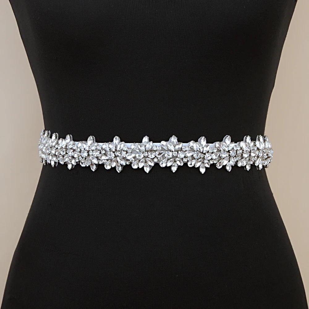 Handmade Wedding Dress Belt Rhinestones Belt Bridal Belts Silver Diamond Bridal Sashes Wedding Accessories Bridal Belts Women