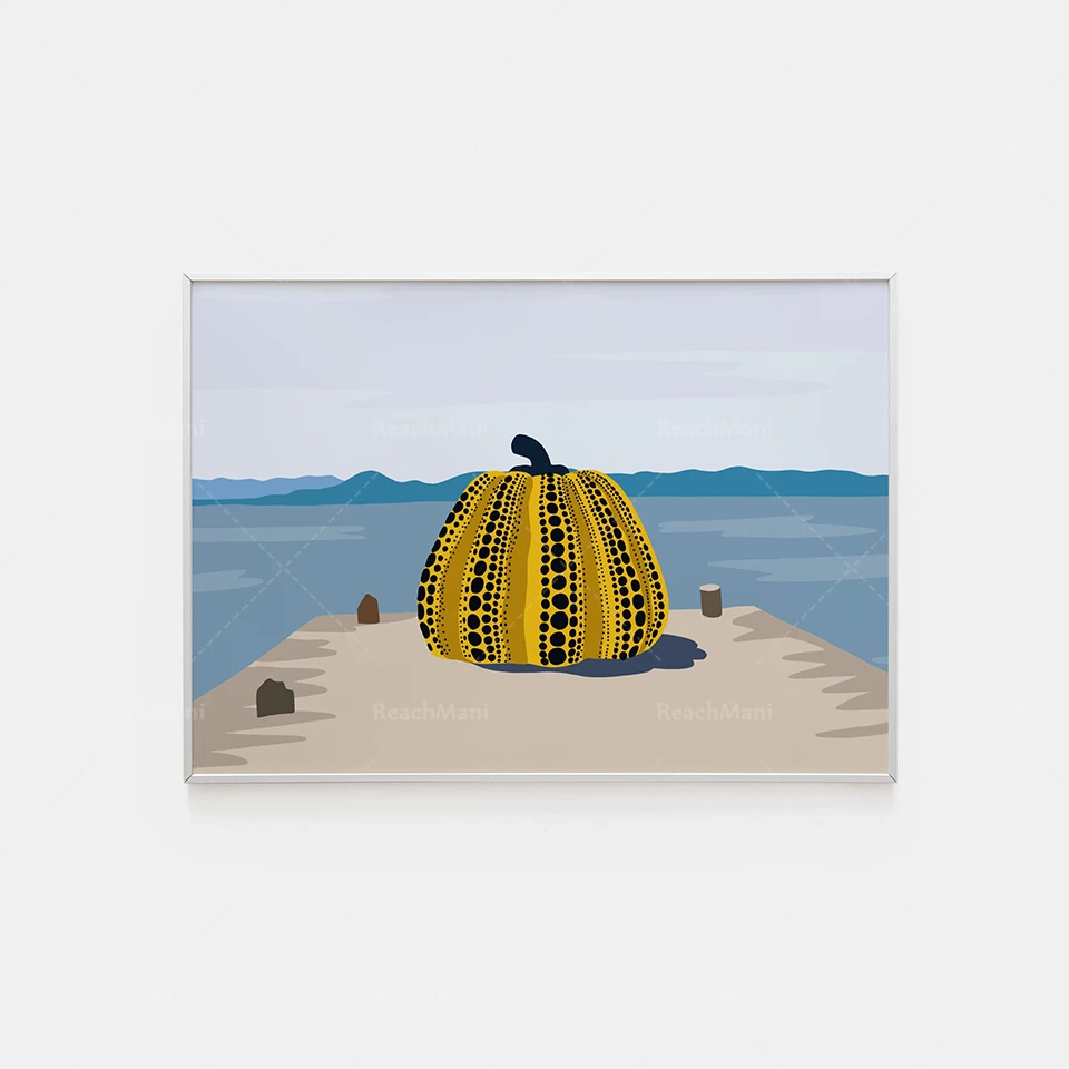 Yayoi Kusama prints, yellow pumpkins from Naoshima, printable photography, pop art downloads, modern wall art, printable contemp