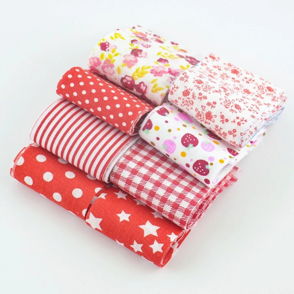 New Arrivals 100% Cotton 8 PCS/Lot Jelly Roll Sewing Textile Red Sets Fabric Strips 5cmx100cm Tildas Quilting Doll\'s Cloths