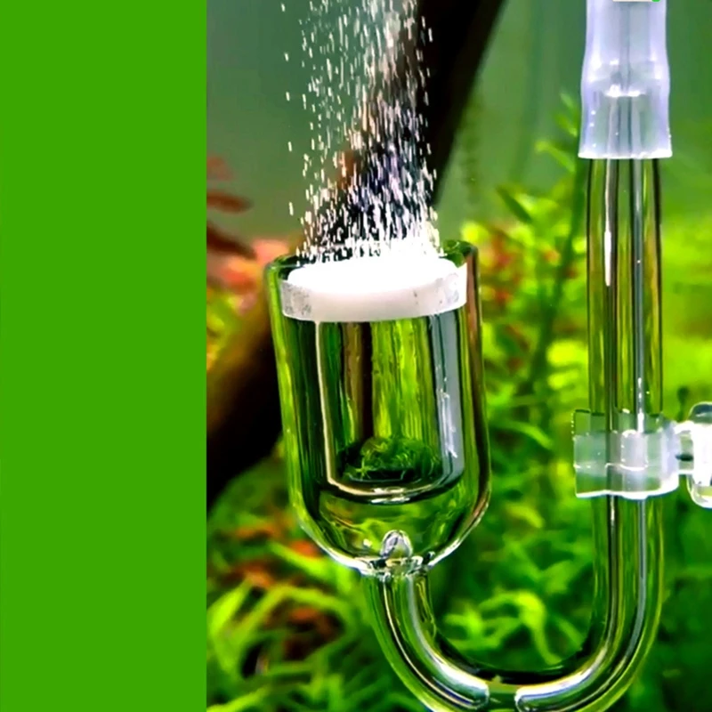 Nano co2 difusor de vidro atomizador para aquário plantado tanque criar rico co2 fix com ventosa silencioso borbulhar transporte da gota