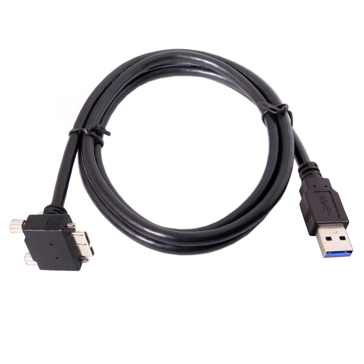 Cablecc 90องศา Down Angled Micro USB สกรู Mount ถึง USB3.0ข้อมูลชายสาย1.2M สำหรับกล้องอุตสาหกรรม