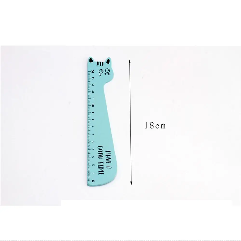 Gift Drafting Supplies Student Stationery Office Tool Animal Cat Shape Wooden Ruler Cartoon Ruler Straight Ruler