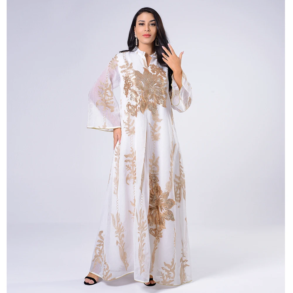 

Morocco Muslim Women Long Dress Mesh Sequins Embroidery Abaya Eid Djellaba Ramadan Dubai Kaftan Islam Clothing Turkey Female