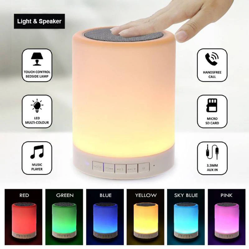 Portable Bluetooth Speaker Player Touch Pat Light Wireless Speaker Colorful LED Night Light Bedside Table Lamp for Better Sleeps