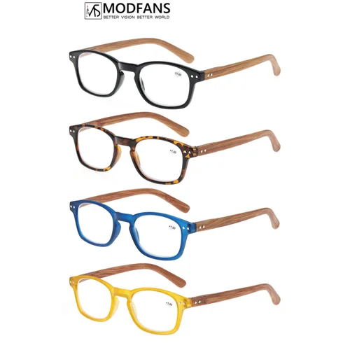 Imagen 1 del producto Gafas de lectura para hombres y mujeres, montura de gafas de plástico con apariencia de madera a la moda, bisagra de resorte, gafas de lupa para lectores elegantes
