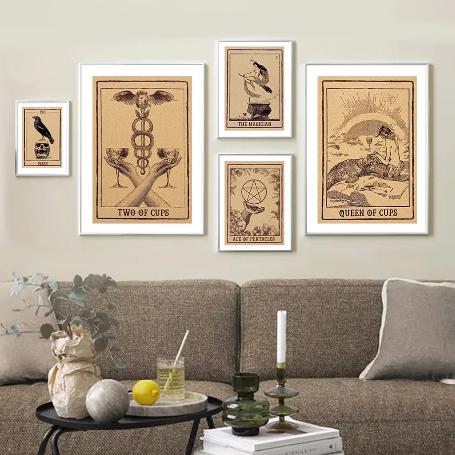 

Tarot Magician Fool Hierophant Sun Wall Art Canvas Painting Nordic Retro Posters And Prints Pictures For Living Room Home Decor