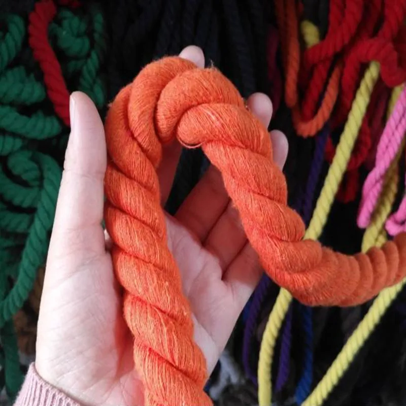 Thick Twisted Rope with Three-Strand Colored Cotton Cord, Handmade DIY Accessories, Decorative Design, 20mm x 100/200cm