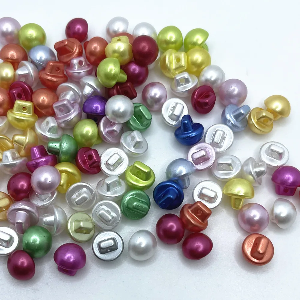 30PCS 10MM Color Plastic Pearl Buttons Backhole Scrapbooking Sewing DIY Craft