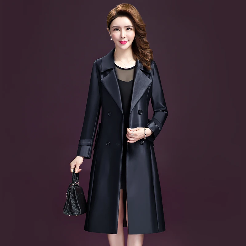 2022 Spring New Women's trench coat Fashion Korean Slim Over Knee overcoat Women's Medium Long Windbreaker coat