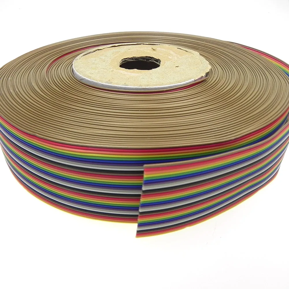 1M 5M 10M 20M Length 1.27MM Pitch 34P IDC Ribbon Wire Rainbow Flat Cable For 2.54MM FC IDC Connector