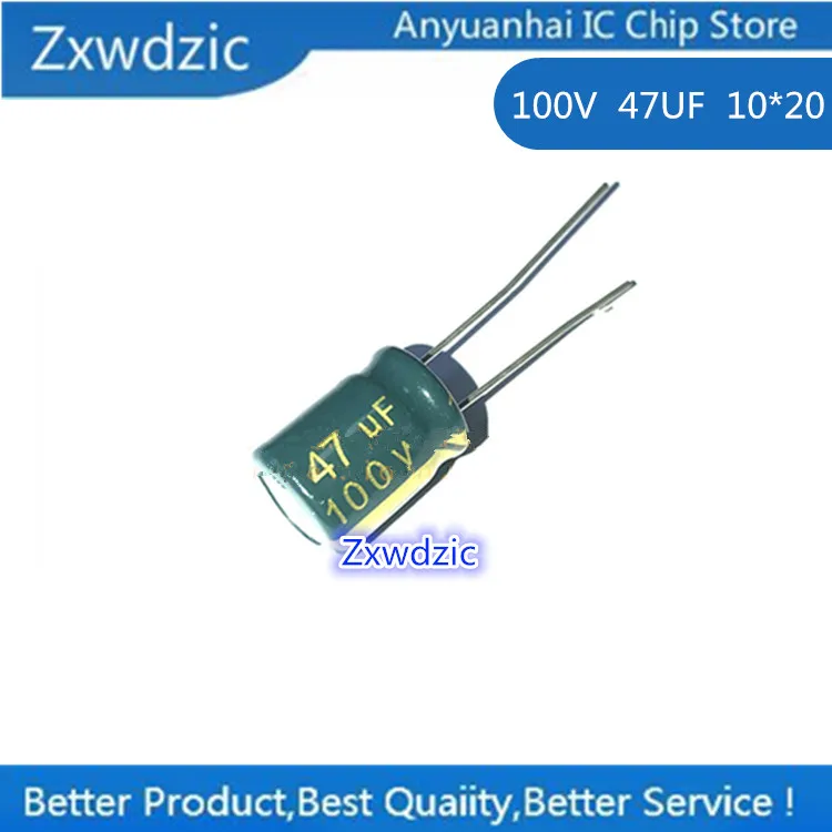 20 PCS   100V  47UF  10*20   High Frequency Low Resistance Electrolytic Capacitor   47UF 100V 10x20