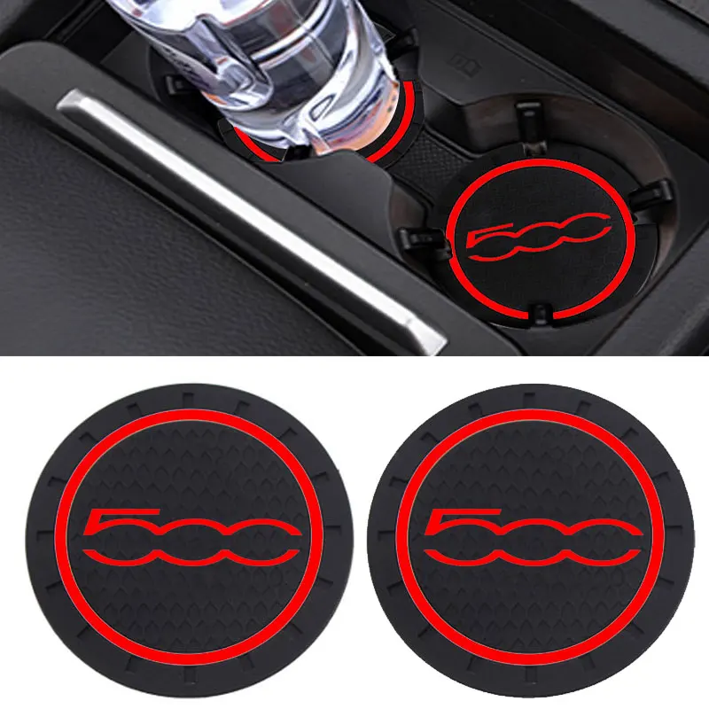 1 / 2pcs Car Decoration Accessories Car Coaster Water Cup Slot Fit For Fiat 500 Punto For Abarth Stilo Auto Non Slip Mat Styling