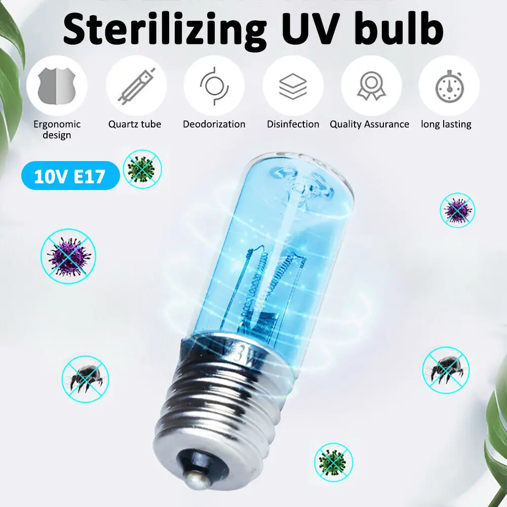 Hot E17 Screw DC 10V 3W UVC Ultraviolet Germicidal Lamp Disinfection Sterilizer UV Light Bulbs Kill Mites Quartz Tube Ozone