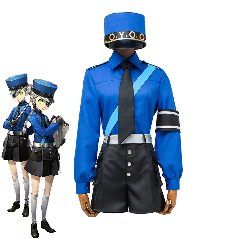 

Twin Prison Wardens Persona 5 Caroline and Justine Cosplay Costume Top+Pants+Hat Full set Halloween Carnival Uniform Custom Made